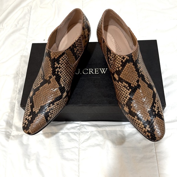 J.Crew Piper low ankle boots in snake-embossed Italian leather NEW SZ 9 - Picture 4 of 7